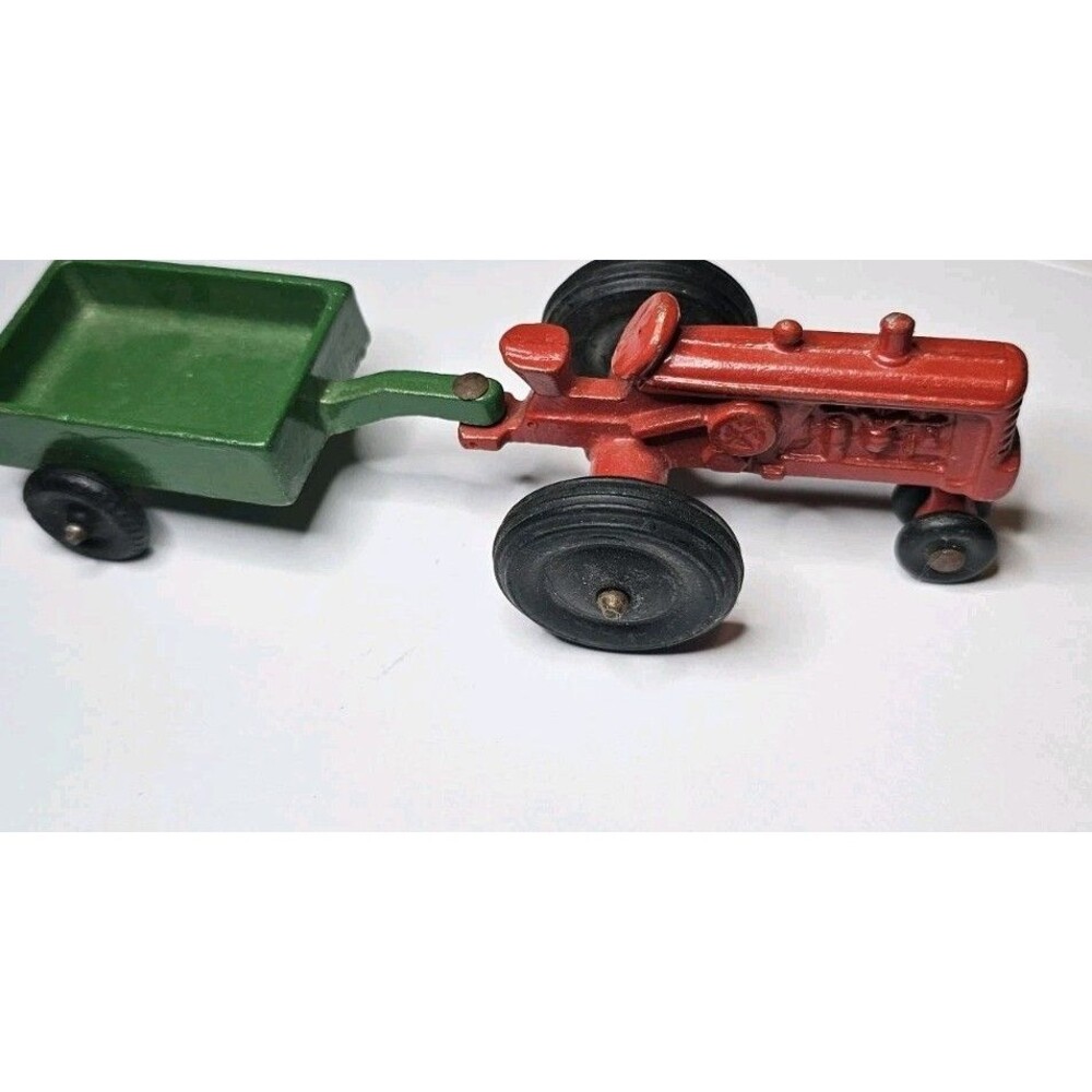 Vintage Slik Toys Farm Red Tractor w/ Green Wagon Trailer Toys